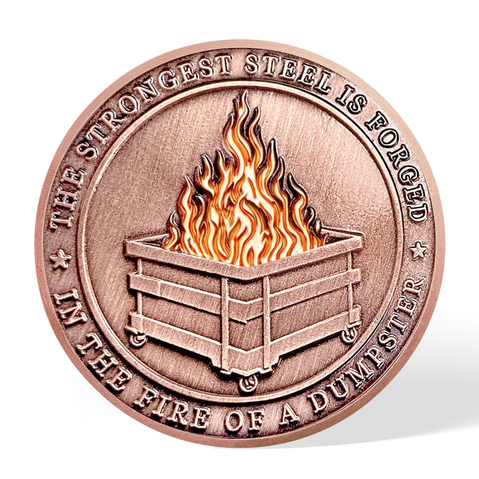 Copper Dumpster Fire Challenge Coin Inspirational Token Humor Appreciation Gifts