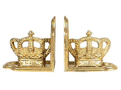 2 Buchstützen Krone gold Buch Figur Vintage Deko Buchenden Regal Märchen