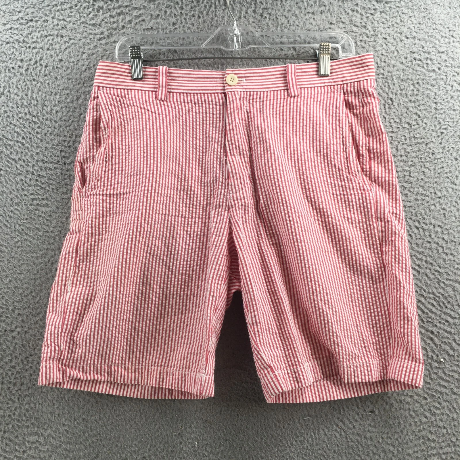 Vineyard by Shep & Ian Chino Shorts Mens 32 (actual 34x8.5) Pink Striped Cotton
