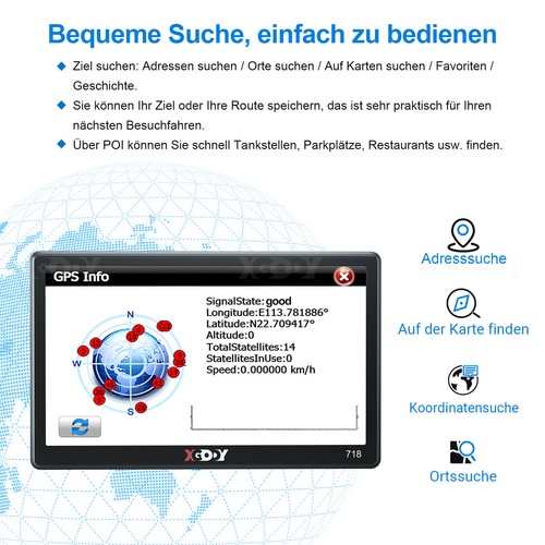 XGODY 7 Zoll GPS Navigationsgerät Wohnmobil PKW Navi LKW Navigation TypeC TF FM - Bild 10 von 14