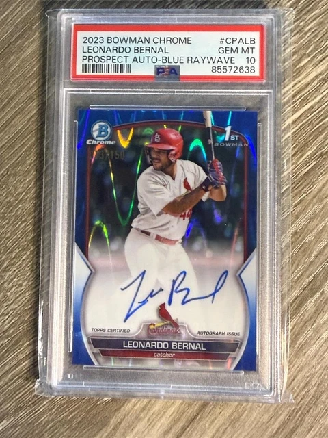 2023 Bowman Chrome "Blue Wave" Leonardo Bernal Autograph PSA GEM MINT 10.