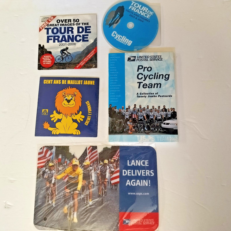 USPS Cycling Postcards, Lance Armstrong, Tour de France Facts /Figure, Photo CDs