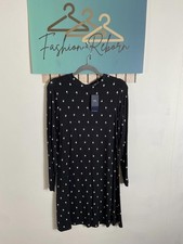 Marks & Spencer Black Long Sleeve Dress Small Floral Print size 12 NEW #3607