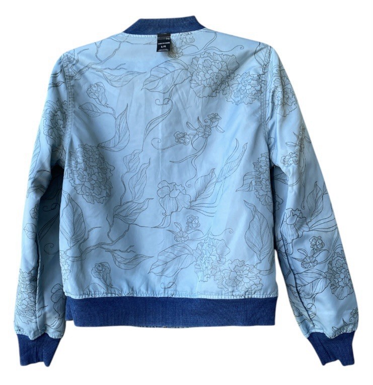 True Religion Denim Chambray Reversible Bomber Jacket Women’s size Large image 10