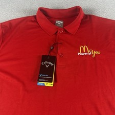 Callaway Polo Shirt Mens L Red Golf Opti-Dri Swing Tech Upf 50 Summer Logo