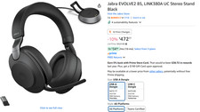 Jabra Evolve2 85 Stereo Wireless Headset UC, USB-A with Charging Stand - Black