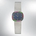Vintage 1976 Ladies' Rolex Orchid watch in 18K White Gold & Silver w/ColorStones