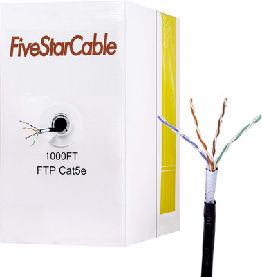 1000Ft Cat5E FTP 24AWG Outdoor Shielded Waterproof Direct Burial Rated 350Mhz Bu