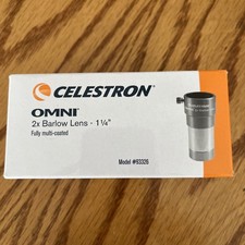 Celestron Omni 1.25" 2X Barlow Lens 93326 1-1/4 Inch Fully Multi-coated Model