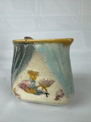 Rare Antique 1870s Majolica Bird and Fan Creamer Pitcher Jug Aesthetic AS IS