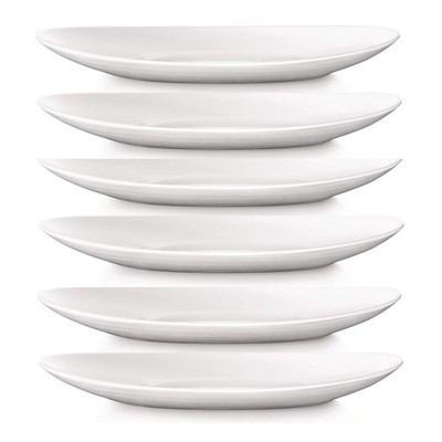 Ovale Steakschale Teller 30 cm weiß Porzellanplatte Küchengeschirr 6 Teile