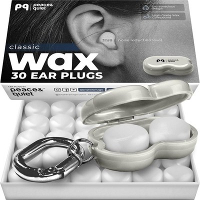 PQ Wax Ear Plugs for Sleeping - 30 Silicone Wax Earplugs for