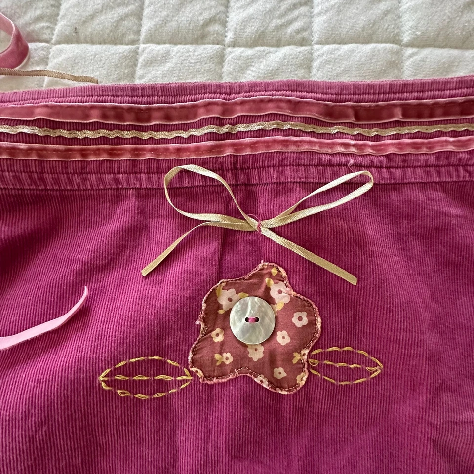 DA-NANG Skirt Girls Medium Pinl Corduroy Mini Embroidered Retro Y2K Grunge - Image 3 of 4