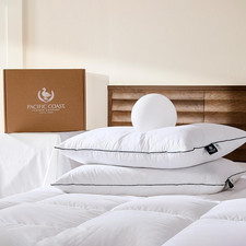 Premium Goose Feather  down Bed Pillows King Size 2-Pack, Hotel Quality Collect
