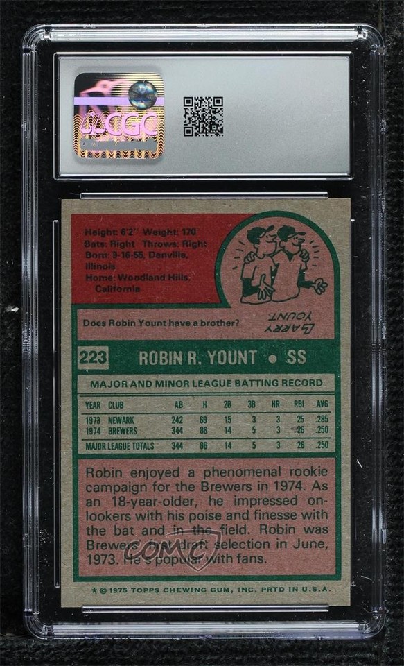 1975 Topps Robin Yount #223 CGC 9 Mint Rookie RC HOF | eBay