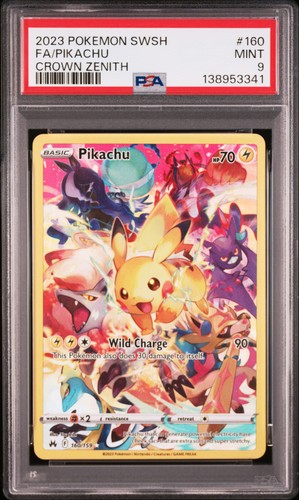 2023 POKEMON SWORD & SHIELD CROWN ZENITH #160 FULL ART/PIKACHU PSA 9