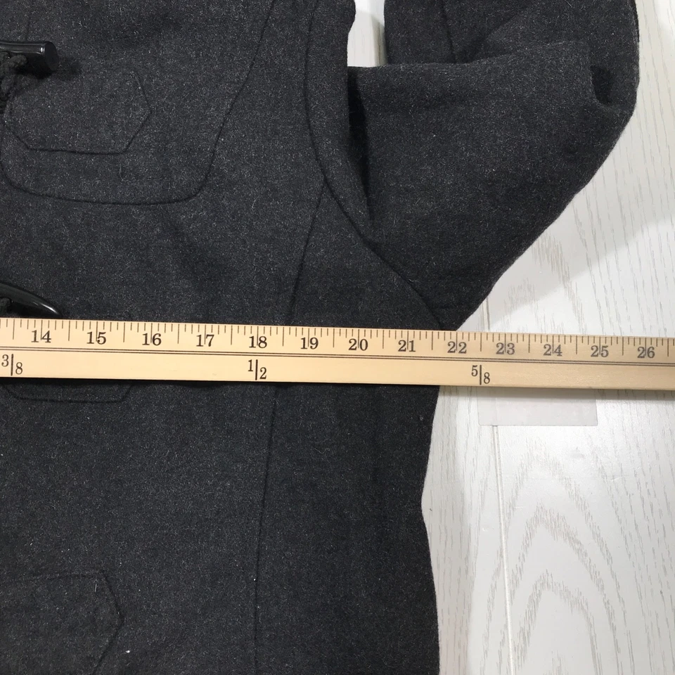 Chaqueta De Colección Y2K Mezcla de Lana Mujer L Domador de Clima Gris Con Capucha Botones Palanca Foto 4 de 4