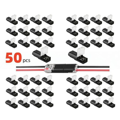 #ad 20 50 pcs Double Wire Plug in Connector 2 Pin Led Light Strip Connectors $8.99