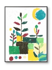 Blocchi Geometrici Astratti Griglia Geometrica Moderna Giardino Originale 11 per 14 Tela