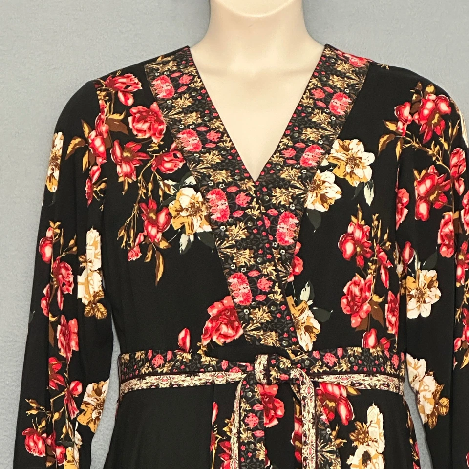 Vestido para mujer Venus 14 negro floral envolvente sintético boho chic country vaquera occidental Foto 3 de 4