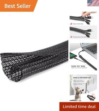 10ft - 1/2 inch Cord Protector Cable Sleeve Split Wire Loom Tubing for Power ...