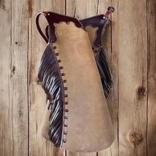 Handmade Suede Leather Western Chaps - Rodeo Fringed Cowboy Horse Riding Pants
