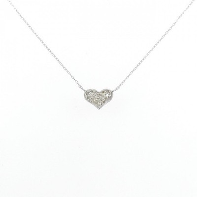 Authentic K18WG Heart Diamond Necklace 0.10CT #260-007-667-9766
