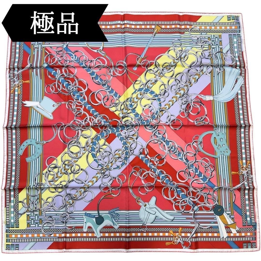 Hermes Carre 90 Silk Scarf Brides et Gris-Gris Multicolor Tag Authentic Japan