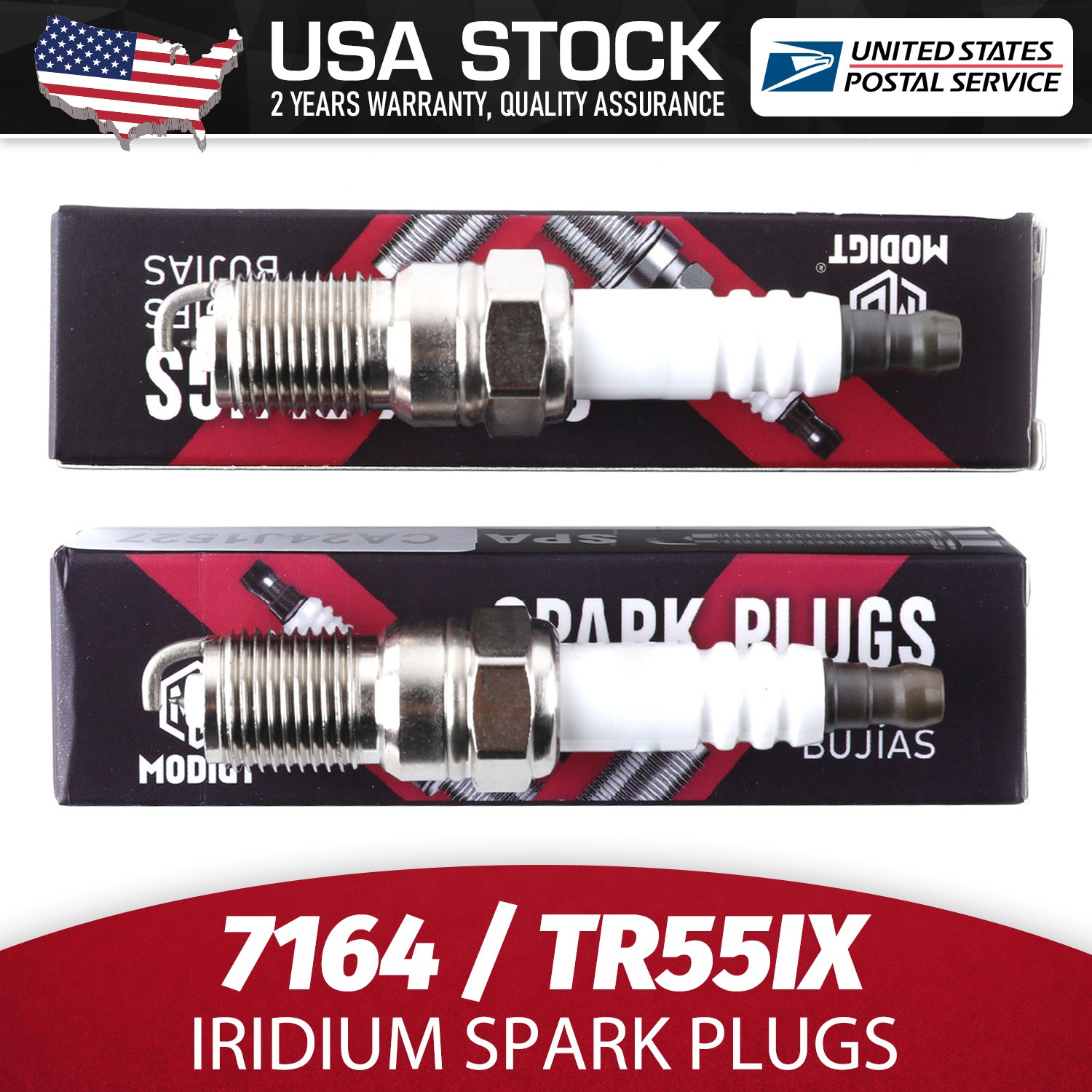 2Pcs High Quality Spark Plugs For NGK 7164/TR55IX Iridium XP105/XP606/IT16TT