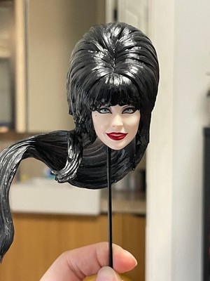1/6 1/12 1/18 Elvira Girl Head Sculpt For 12'' 6'' 3.75'' Female Action Figure Body