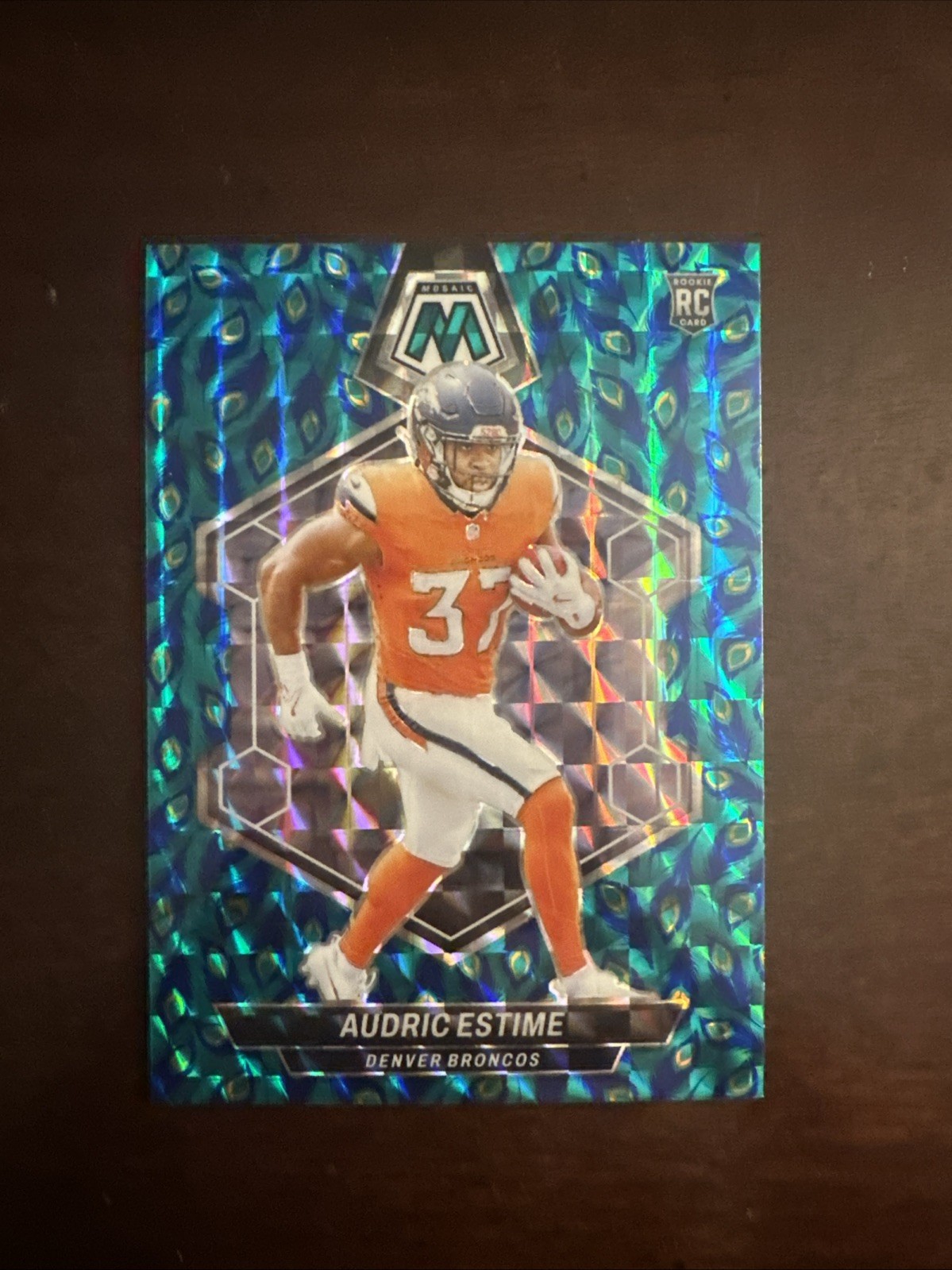 2024 Panini Mosaic #392 Audric Estime Choice Peacock SSP RC Denver Broncos