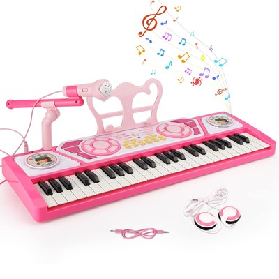49 Keys Kids Piano Keyboard with Microphone, Multifunctional Portable Electro...