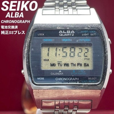 Seiko Alba Digital Chronograph Black Watch Made in Japan 073340