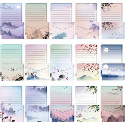 200 Piece Watercolor Stationery Paper and Envelopes Set