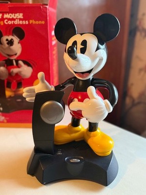 Disney Mickey Mouse Animated Talking Cordless Phone   Complete in Box (Y2K)