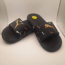 PUMA Cool Cat kids Slide Sandals Black, Rose Gold, white, Gold Logo size 5 New