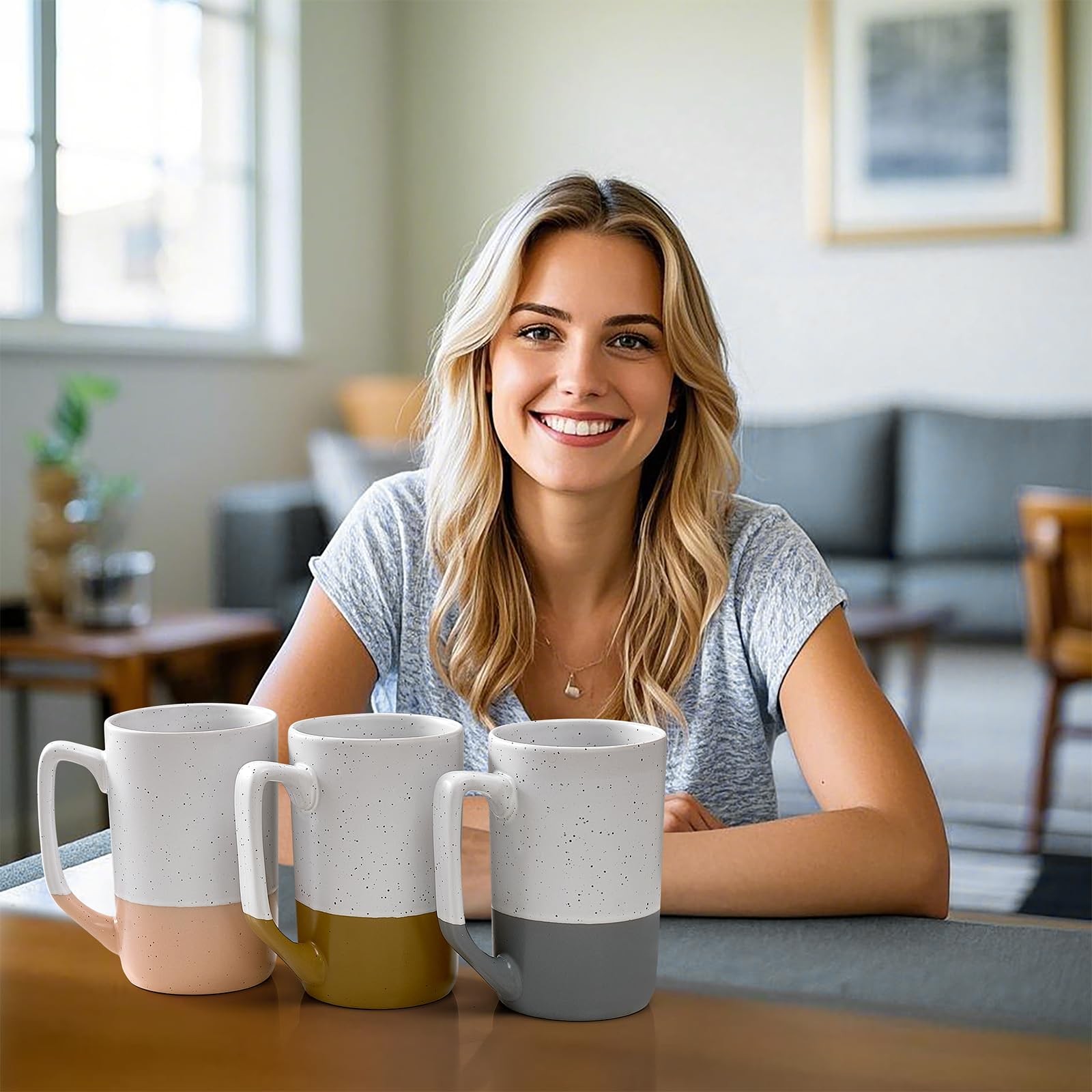 Ceramics Large Tea Cup with Loose Leaf Infuser, Spoon and Lid, 16 oz Tall Cof...