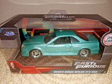Fast  Furious Brian's Nissan Skyline GT-R R34 Light Blue Diecast 1:32 Scale