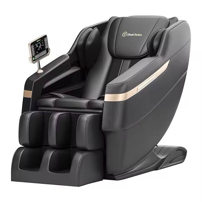 Real Relax Black Massage Chair with Remote Control & Attached Control Panel