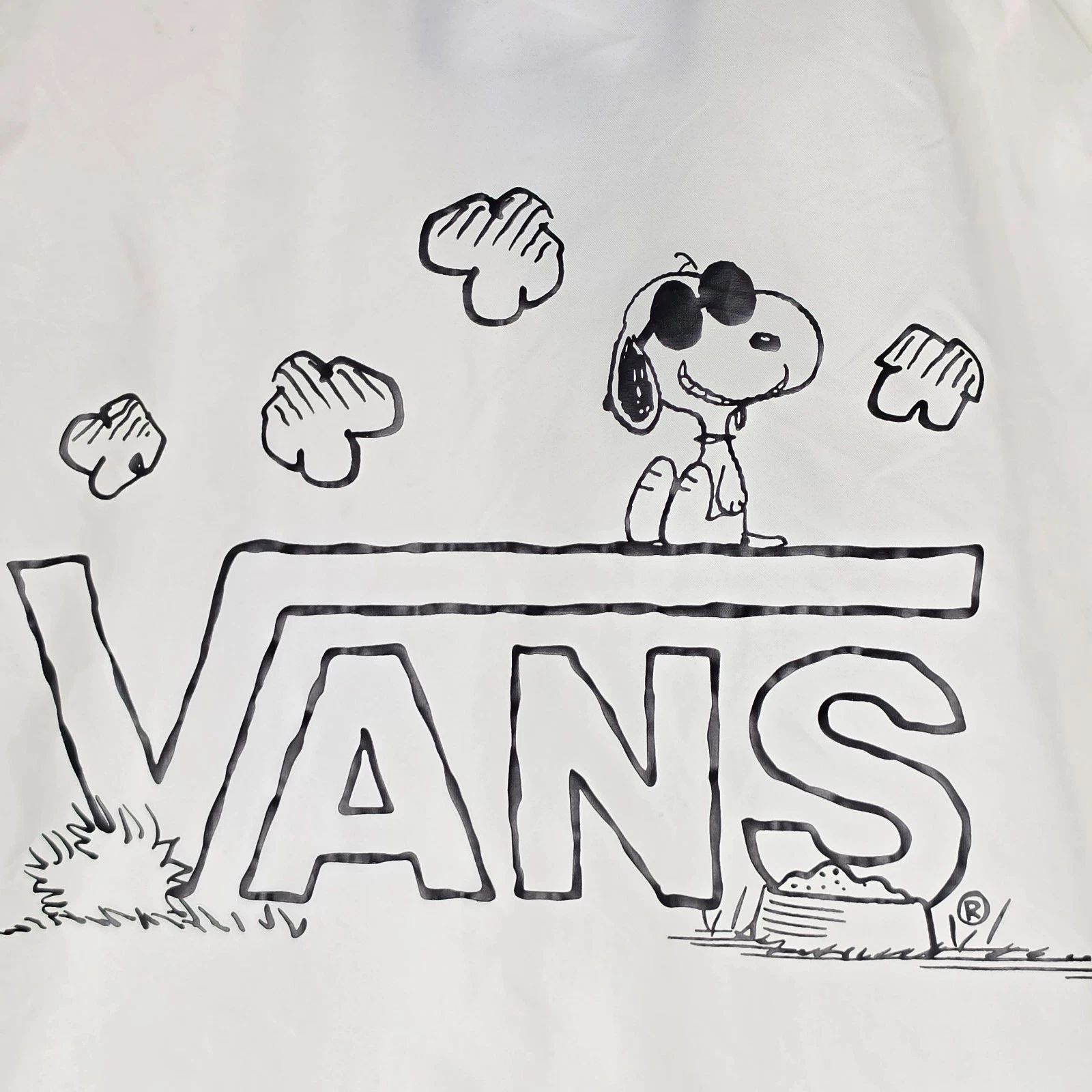 Vans x Peanuts Snoopy Coaches Jacket White Nylon Men’s Medium Skate Streetwear