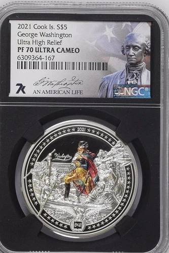 2021 George Washington .999 Ultra High Relief Silver 1oz NGC PF70 Ultra Cameo