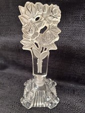 Vintage Hand-Cut Crystal Perfume Bottle with Frosted Floral Stopper — listing 2