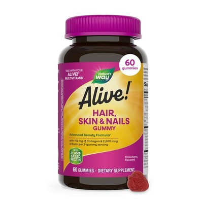 Nature's Way Alive! Hair, Skin & Nails Gummies with 60 Count (Pack of 1)