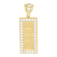 "10K Gelbgold Rund Cz Herren 2.25 \" Rechteckig Medaillon AnhäNger Gold Stange"