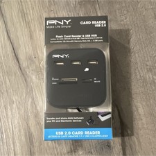 PNY USB 2.0 Card Reader & Hub SD MicroSD Memory Stick M2 3 USB Ports