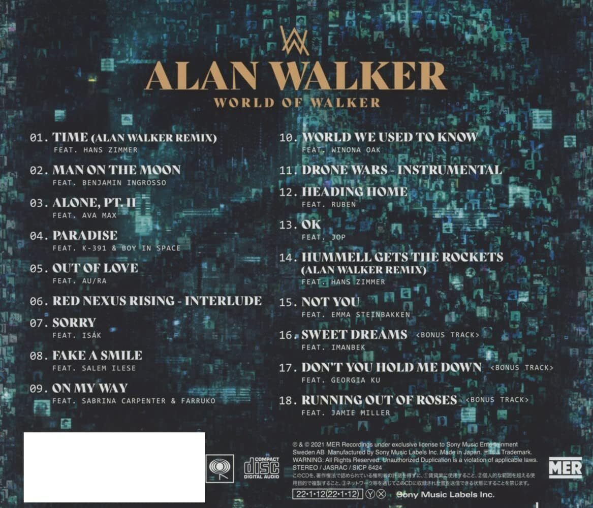 New CD ALAN WALKER -WORLD OF WALKER- WITH BONUS TRACKS from