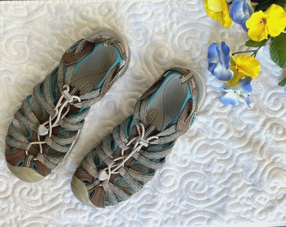 Sandali impermeabili grigi blu Keen cordino trekking taglia 9 5