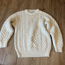 Vintage CLAOUKNIT Heavy Knit Cardigan Cream Cable Knit Wool Womens M