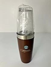 Starbucks Coffee Liqueurs Cocktail Shaker Barware Recipe Cup 2-pc Set Brown~ NEW