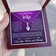 To My Beautiful Wife, Pendant Necklace Jewelry Gift For Wife, Wife Birthday Gift
